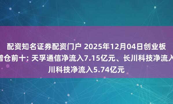 配资知名证券配资门户 2025年12月04日创业板主力资金增仓前十: 天孚通信净流入7.15亿元、长川科技净流入5.74亿元